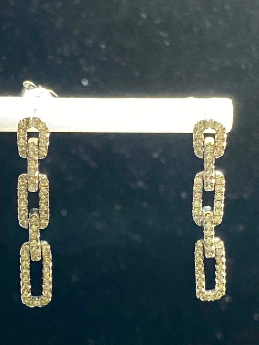 .925 Paper Clip Chain Links Lightweight earrings pave Cubic Zirconia